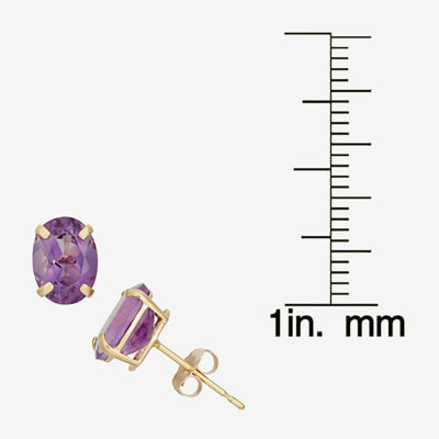Genuine Purple Amethyst 10K Gold 8mm Stud Earrings