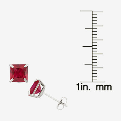 Lab Created Red Ruby 10K Gold 6mm Stud Earrings
