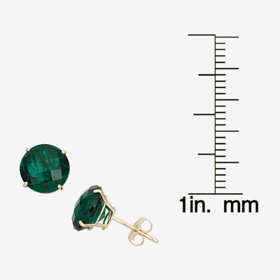 Lab Created Green Emerald 10K Gold 8mm Stud Earrings