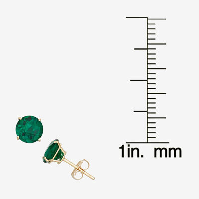Lab Created Green Emerald 10K Gold 6mm Stud Earrings