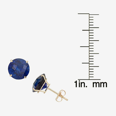 Lab Created Blue Sapphire 10K Gold 8mm Round Stud Earrings