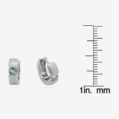 Lab Created Blue Aquamarine Sterling Silver 13.8mm Hoop Earrings