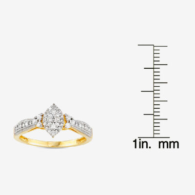 Womens 1/5 CT. T.W. Mined White Diamond 10K Gold Marquise Halo Cocktail Ring