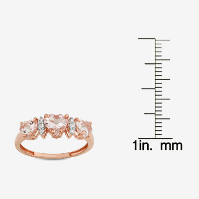 Womens Genuine Pink Morganite 10K Gold Heart Cocktail Ring