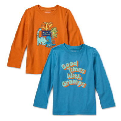 Okie Dokie Toddler & Little Boys Crew Neck Long Sleeve Regular Fit 2-pc. Graphic T-Shirt