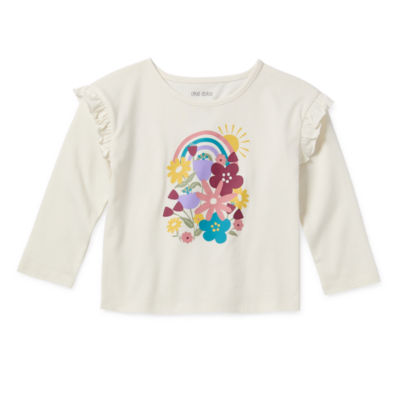Okie Dokie Toddler & Little Girls Round Neck Long Sleeve Graphic T-Shirt