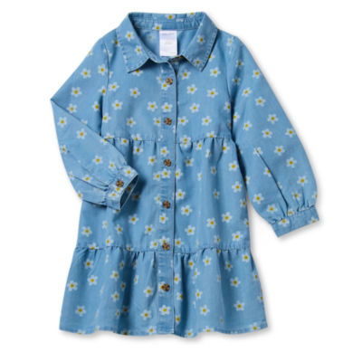 Okie Dokie Toddler & Little Girls Long Sleeve Fitted A-Line Dress
