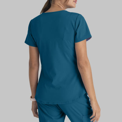 Skechers Sk101 Breeze 3-Pocket Curved Womens Plus Tall V Neck Tag Free Short Sleeve Scrub Top