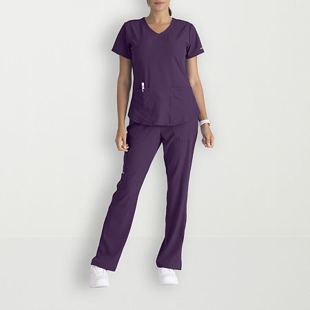 Skechers Sk101 Breeze 3-Pocket Curved Womens Plus Tall V Neck Tag Free Short Sleeve Scrub Top, 4x-large, Purple