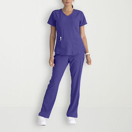 Skechers Sk101 Breeze 3-Pocket Curved Womens Plus Tall V Neck Tag Free Short Sleeve Scrub Top, 5x-large, Purple