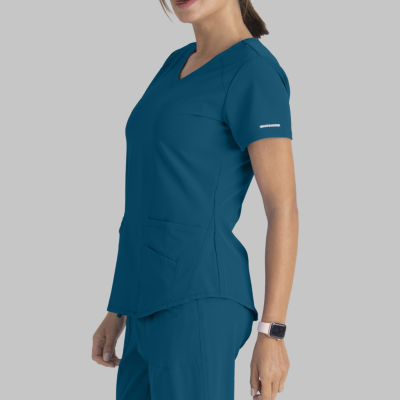 Skechers Sk101 Breeze 3-Pocket Curved Womens Plus Tall V Neck Tag Free Short Sleeve Scrub Top