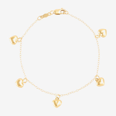 14K Gold Heart Charm Bracelet