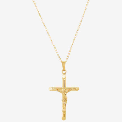 Religious Jewelry Crucifix Unisex 14K Gold Cross Pendant Necklace