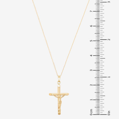 Crucifix Unisex 14K Gold Cross Pendant Necklace