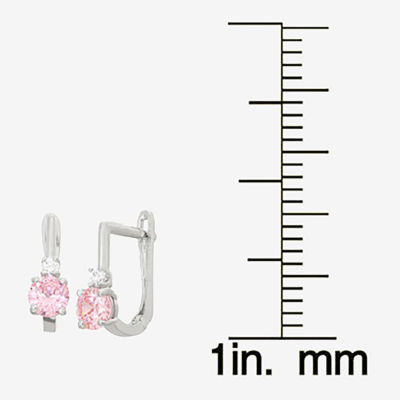 Pink Cubic Zirconia Sterling Silver Drop Earrings