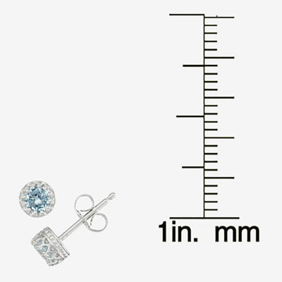 Children's Sterling Silver Lab Created Aquamarine 4mm Stud Earrings