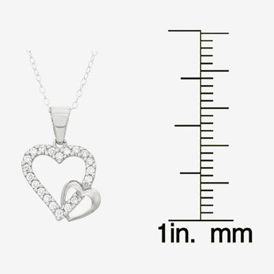 Children's Sterling Silver Double Heart Pendant Necklace