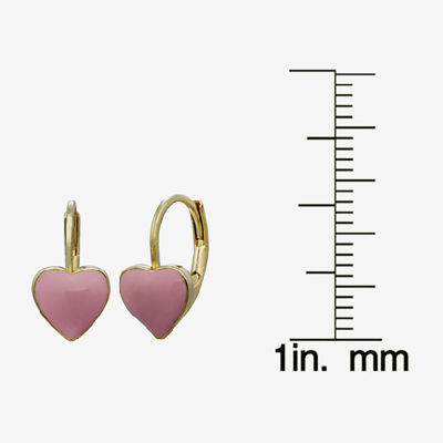 10K Gold Over Brass 5mm Enamel Heart Stud Earrings