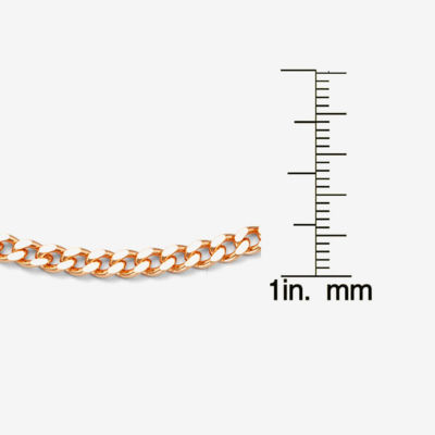 14K Rose Gold Over Silver 7.5 Inch Solid Curb Chain Bracelet