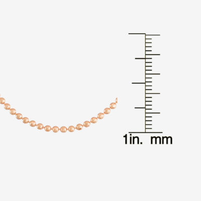 14K Rose Gold Over Silver 22 Inch Solid Bead Chain Necklace