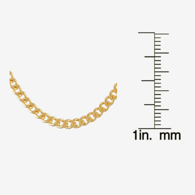 14K Gold Over Silver Solid Curb Chain Necklace