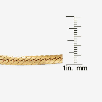 14K Gold Over Silver 8 1/2 Inch Solid Herringbone Link Bracelet