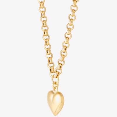 Womens 14K Gold Over Silver Heart Pendant Necklace