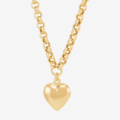 Womens 14K Gold Over Silver Heart Pendant Necklace