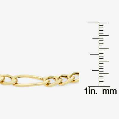 Made In Italy 14K Gold Over Silver 7.25 Inch Hollow Figaro Chain Bracelet