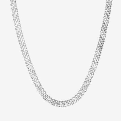 Athra Sterling Silver 18 Inch Solid Bismark Chain Necklace