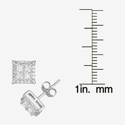 1/2 CT. T.W. White Cubic Zirconia Sterling Silver 8.1mm Stud Earrings