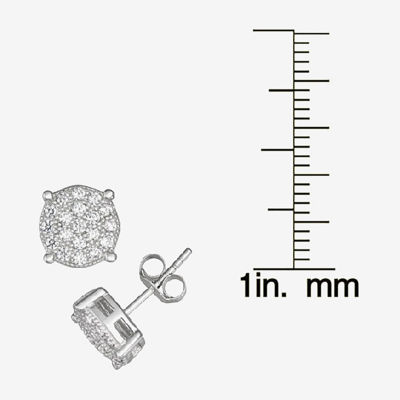 1 1/10 CT. White Cubic Zirconia Sterling Silver 8.9mm Stud Earrings