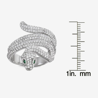 Womens 3 CT. T.W. Cubic Zirconia Sterling Silver Snake Cocktail Ring