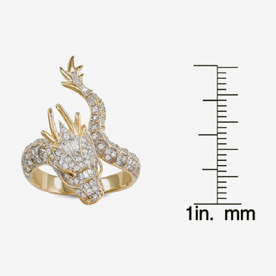 Womens 1 1/4 CT. T.W. Cubic Zirconia 14K Two Tone Gold Over Silver Dragon Cocktail Ring