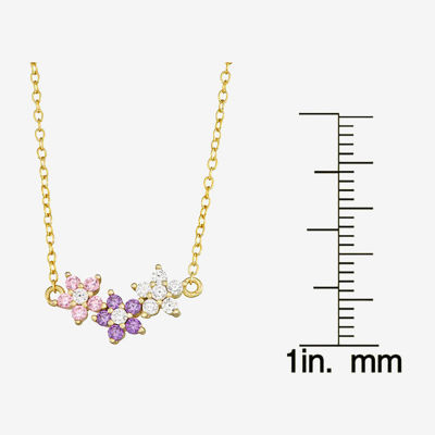 Girls 1/2 CT. T.W. Multi Color Cubic Zirconia 14K Gold Over Silver Flower Pendant Necklace