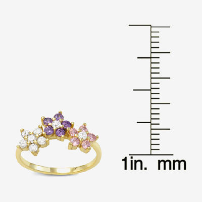 Girls 1/2 CT. T.W. Multi Color Cubic Zirconia 14K Gold Over Silver Cocktail Ring