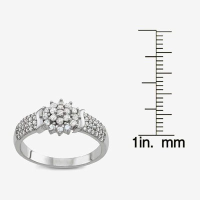 Womens 1/ CT. T.W. Natural White Diamond Sterling Silver Cocktail Ring