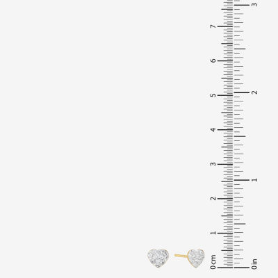 Crystal 18K Gold Over Silver 4.7mm Heart Stud Earrings