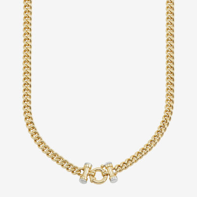 14K Two Tone Gold 18 Inch Solid Curb Chain Necklace