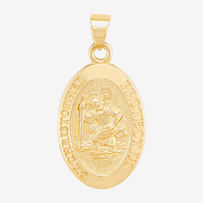 St. Christopher Unisex Adult 14K Gold Oval Pendant