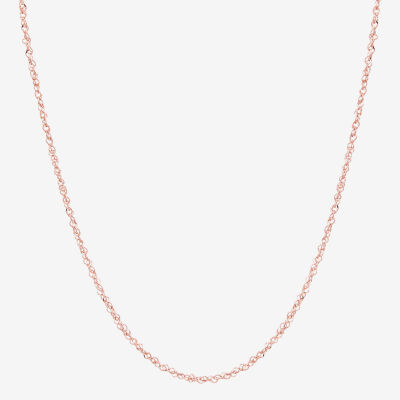 14K Rose Gold 18 Inch Solid Singapore Chain Necklace