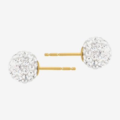 Crystal 14K Gold 7.8mm Ball Stud Earrings