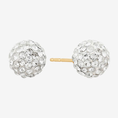 Crystal 14K Gold 7.8mm Ball Stud Earrings