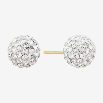 Crystal 14K Gold 7.8mm Ball Stud Earrings