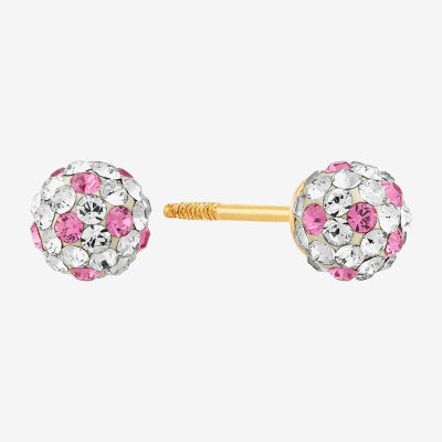 Pink Crystal 14K Gold 4.8mm Ball Stud Earrings