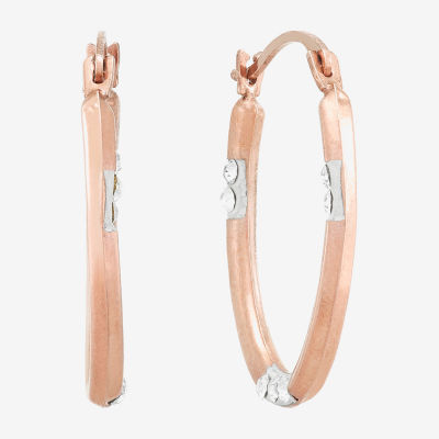 Crystal 14K Rose Gold 20.5mm Oval Hoop Earrings