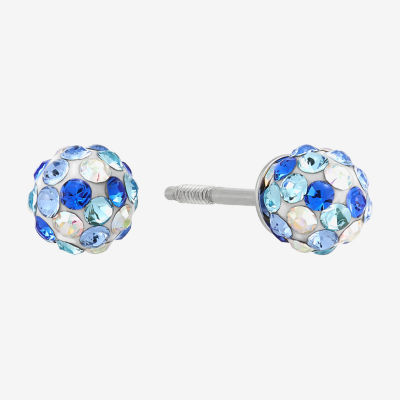 Multi Color Crystal 14K White Gold 4.8mm Ball Stud Earrings