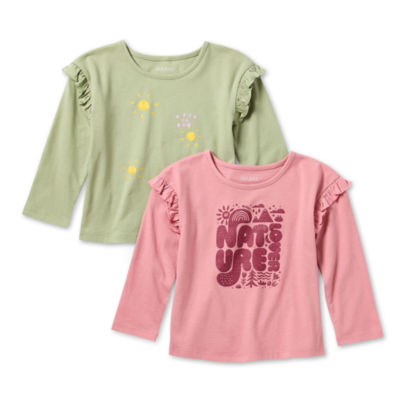 Okie Dokie Toddler & Little Girls 2-pc. Round Neck Long Sleeve T-Shirt