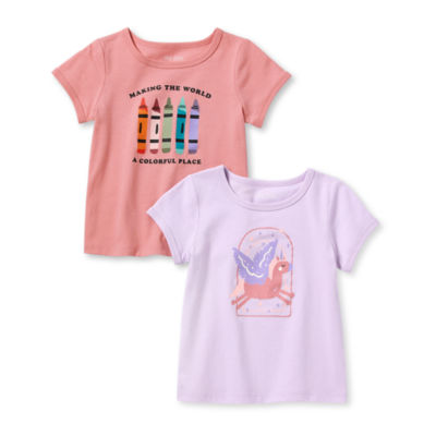 Okie Dokie Toddler & Little Girls 2-pc. Round Neck Short Sleeve T-Shirt