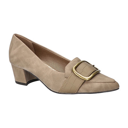 Easy Street Aster Womens Block Heel Pumps, 8 Medium, Beige